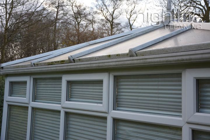 Dirty conservatory roof panels before cleaning