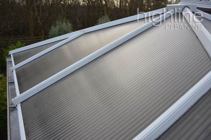 Clear conservatory roof panels after cleaning