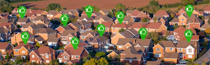 A row of clean, bright houses looked after by Highline Cleaning