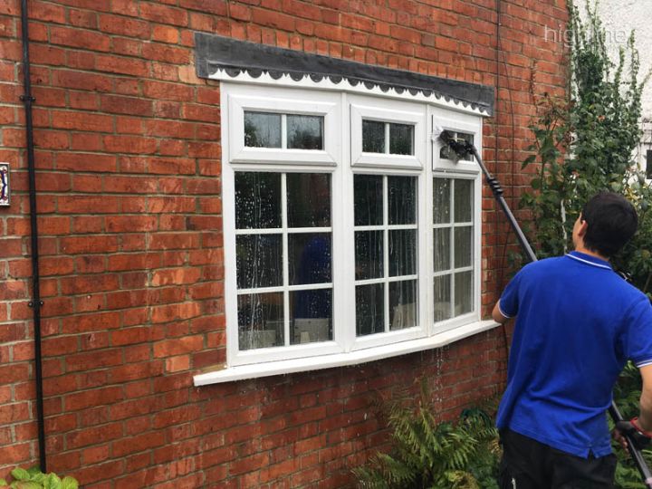Upstairs windows cleaned safely from the ground