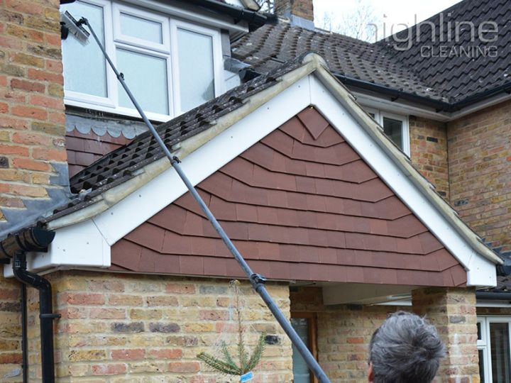 Highline Cleaning team member cleaning a conservatory